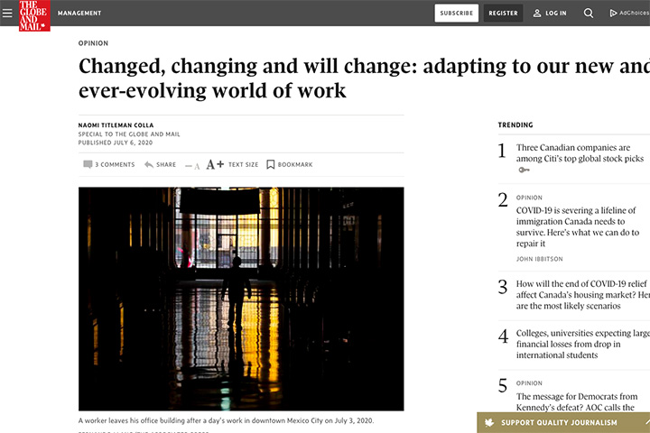 Changed, changing and will change: adapting to our new and ever-evolving world of work