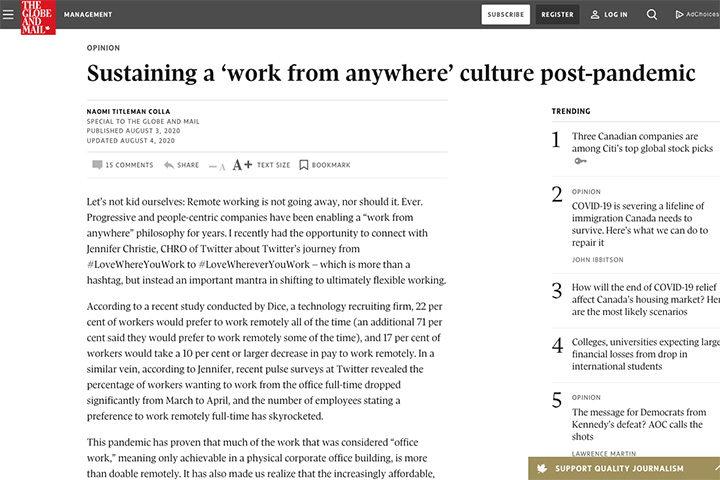 Sustaining a ‘work from anywhere’ culture post-pandemic