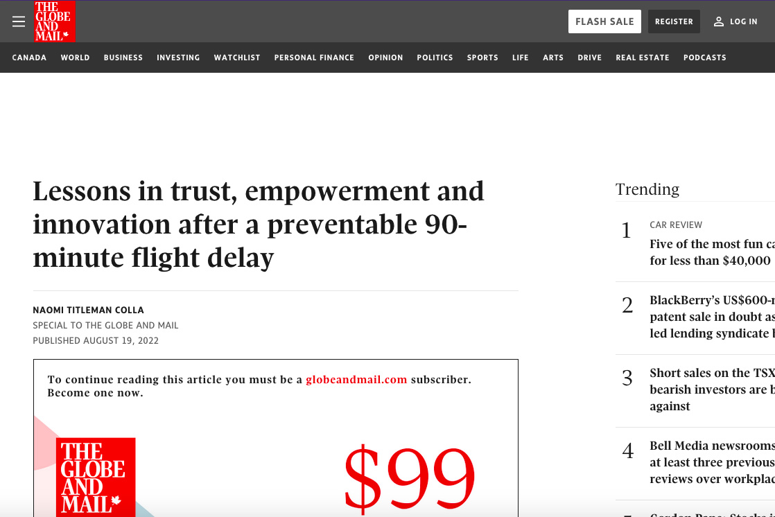 Lessons in trust, empowerment and innovation after a preventable 90-minute flight delay