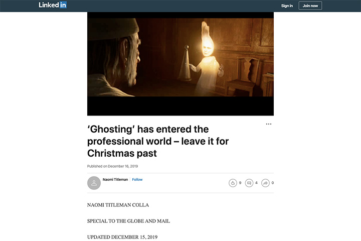 ‘Ghosting’ has entered the professional world – leave it for Christmas past